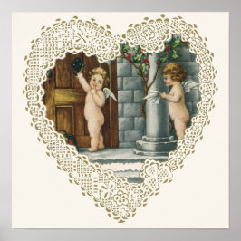Vintage Victorian Valentine Day, Angel w Brev Poster