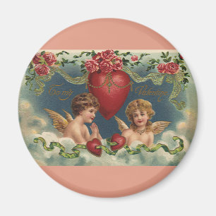 Vintage Victorian Valentine Day Änglar i himlen Magnet