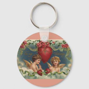 Vintage Victorian Valentine Day Änglar i himlen Nyckelring
