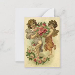 Vintage Victorian Valentine Day, Änglar Ro Anteckningskort