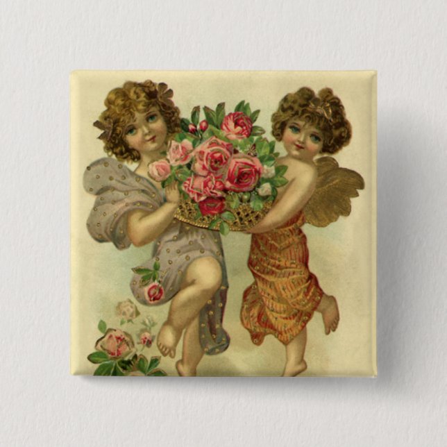 Vintage Victorian Valentine Day, Änglar Ro Knapp (Framsida)