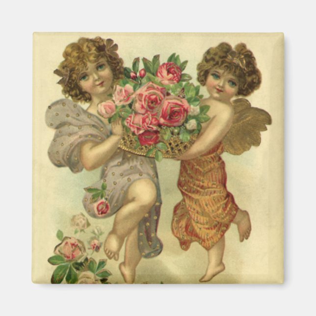 Vintage Victorian Valentine Day, Änglar Ro Magnet (Framsidan)