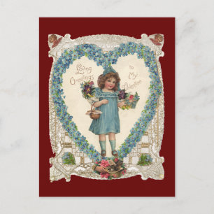 Vintage Victorian Valentine Day, hjärtkrans Helg Vykort