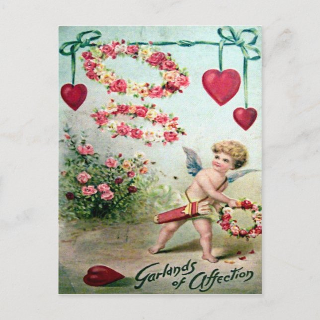 Vintage Victorian Valentine Helg Vykort (Framsida)