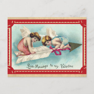 Vintage Victorian Valentines day Angel Cherub Vykort