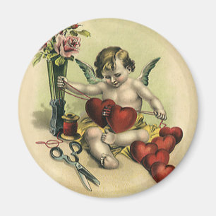Vintage Victorian Valentines Day Angel Seamstress Magnet