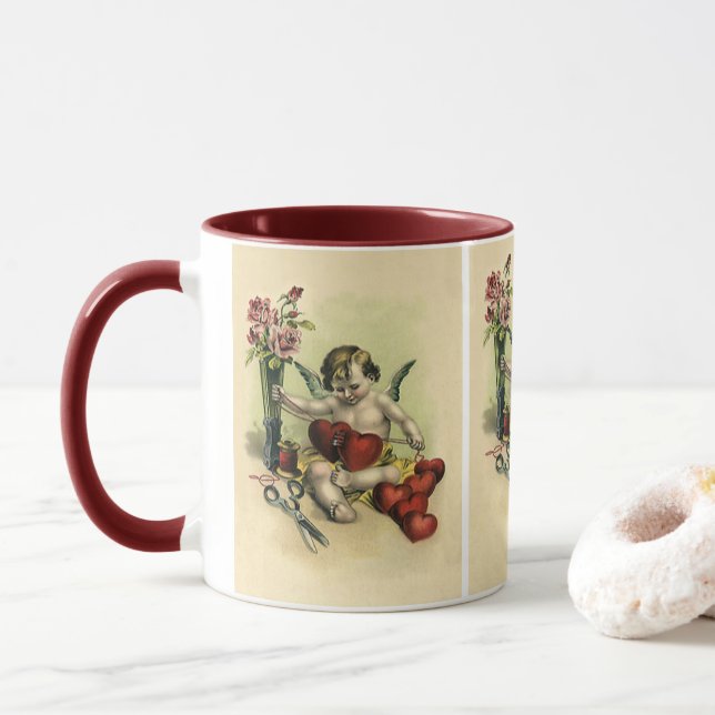 Vintage Victorian Valentines Day Angel Seamstress Mugg (Med munk)