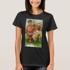Vintage Victorian Valentines day Änglar Heart Ro Tee