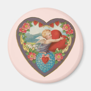 Vintage Victorian Valentines Day Cherub Hearts Magnet