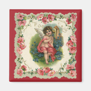 Vintage Victorian Valentines Day Cherub på Mobil Magnet