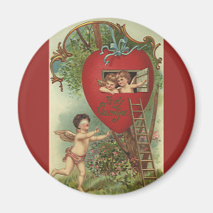 Vintage Victorian Valentines day Cherubs Treehouse Magnet