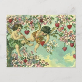 Vintage Victorian Valentines day Cupids Heart Träd Helg Vykort