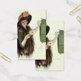 Vintage Victorian Valentines day Woman Kärlek Brev Visitkort