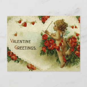 Vintage Victorian Valentiness Cherub Helg Vykort