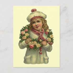 VINTAGE VICTORIAN w/ RO WREATH LEI POSTCARD Vykort