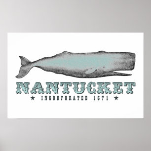 Vintage Victorian Whale Nantucket MORSA Inc 1671 Poster