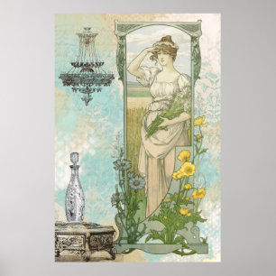 *~* Vintage Victorian Woman Art nouveau AR23 Poster