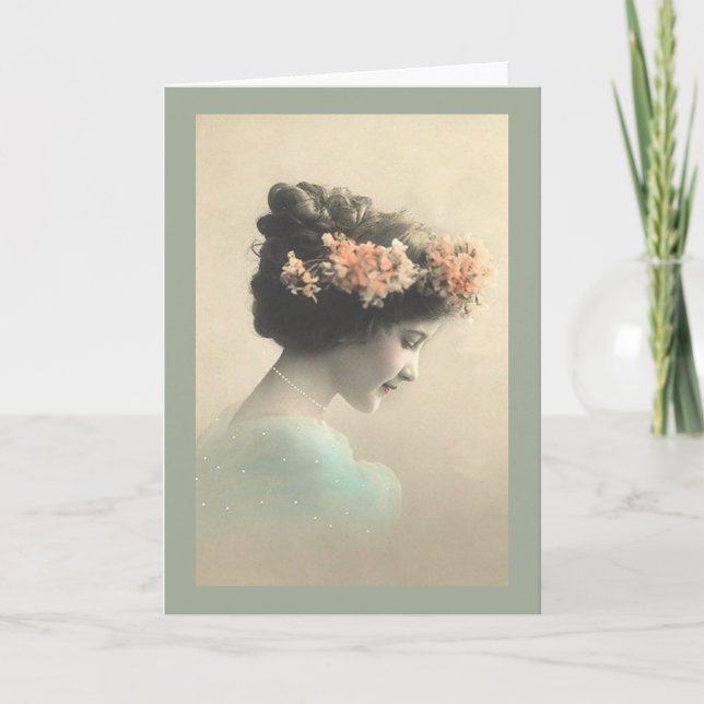 Vintage Victorian Woman Helgkort (Framsida)