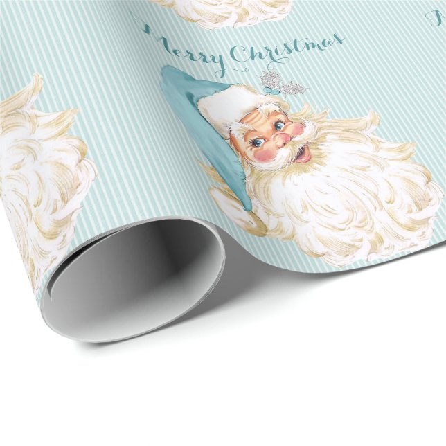 Vintage Victorianansk Tomte Turkos Presentpapper (Rullad Hörn)