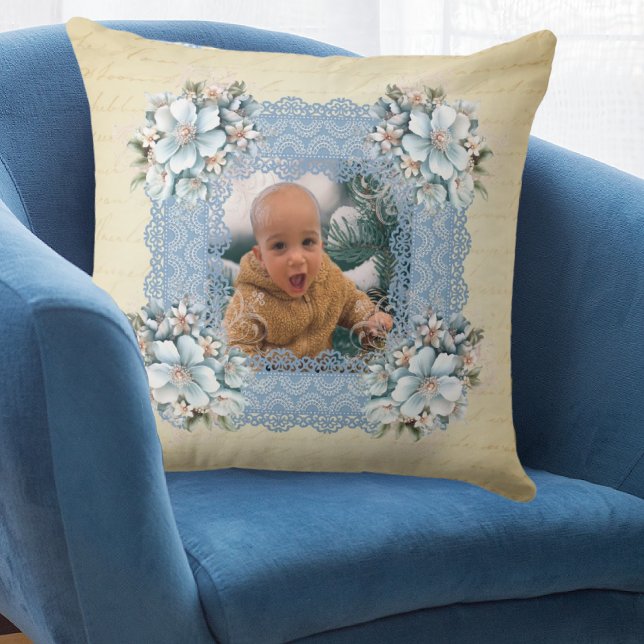 Vintage Victorianiska Blekade Bokstäver Foto Minne Kudde (Skapare uppladdad)