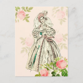 Vintage victoriansk dammoded postkort i rosa vykort