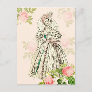 Vintage victoriansk dammoded postkort i rosa vykort