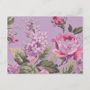 Vintage Victorianska Rosor och Syren Blommor Vykort