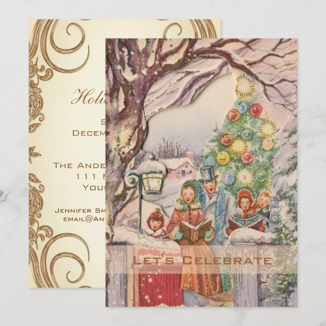 Vintage Victorias Helgdag Party Inbjudningar (Fram/baksida)