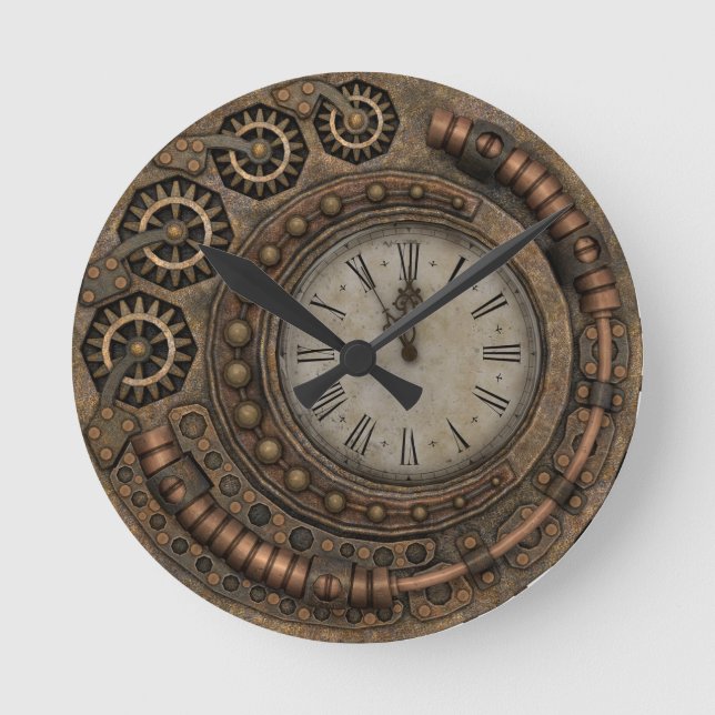 Vintage Victoriasteampunk Metall Brons Rund Klocka (Framsida)