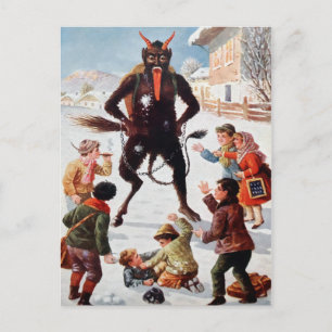 Vintage Victorinsk Krampus-julkort Vykort