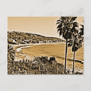 vintage vid lagunstrand vykort