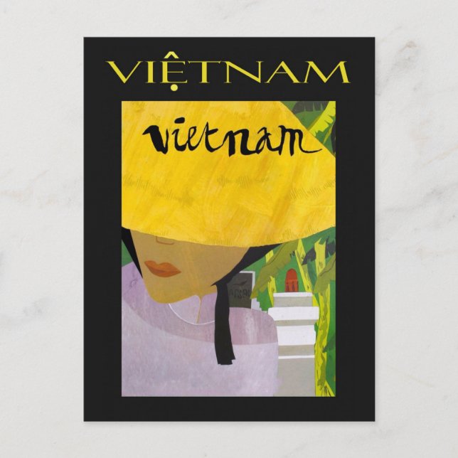 Vintage Vietnam Travel Poster Vykort (Framsida)