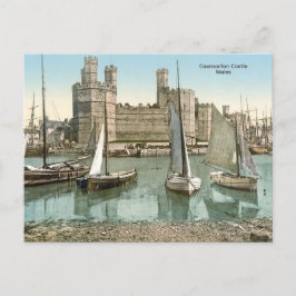 Vintage view Caernarfon Castle, Wales Vykort