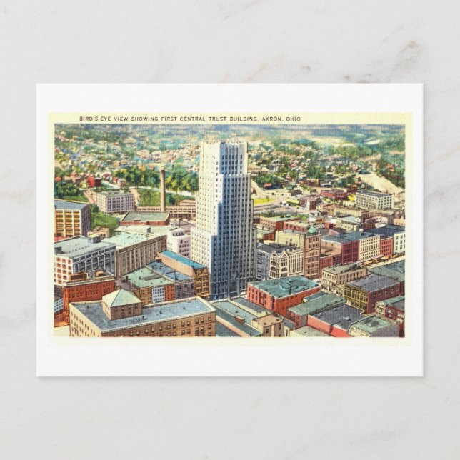 Vintage View of Akron, Ohio Vykort (Framsida)
