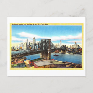 Vintage View of Brooklyn Bridge & Öster River Vykort