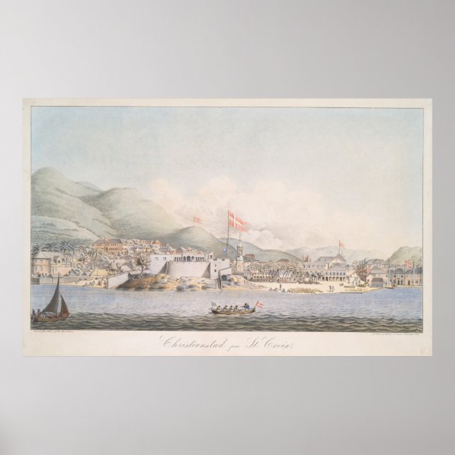 Vintage View of Christiansted St Croix (1839) Poster (Framsidan)