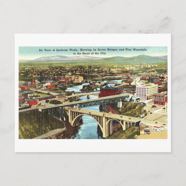Vintage View of Spokane, Washington Vykort (Framsida)
