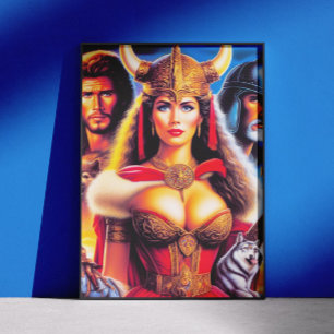 Vintage Vikingkrigarkvinna Poster