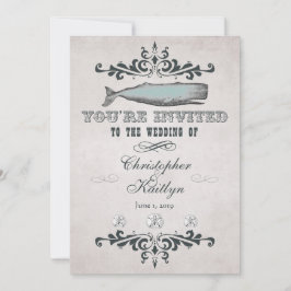 Vintage Viktorian Beach Whale bröllopsinbjudningar Inbjudningar