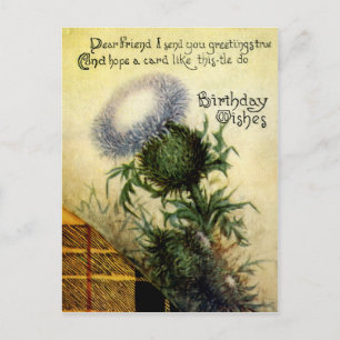 Vintage Viktorian Blommigt Birthday Postcard Vykort