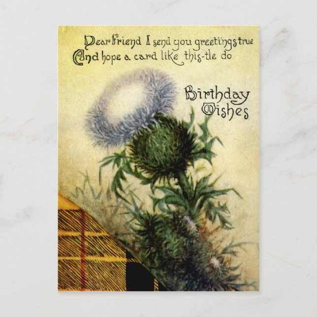 Vintage Viktorian Blommigt Birthday Postcard Vykort (Framsida)
