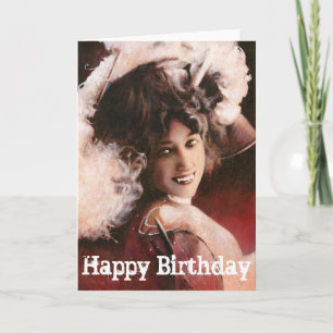 Vintage Viktorian Dam ampire Birthday Card Kort