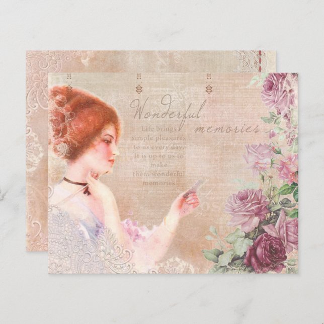 Vintage Viktorian Dam Decoupage Skrapbook Papper (Fram/baksida)