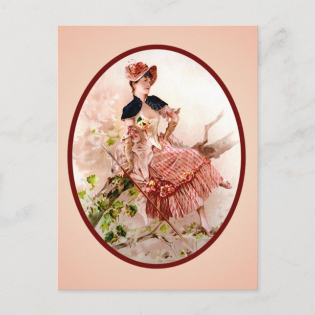 Vintage Viktorian Dam vykort (Framsida)