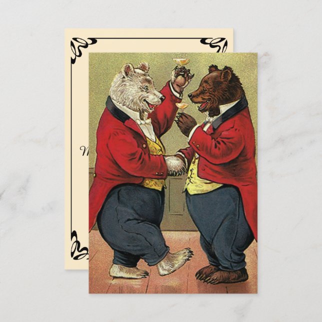 Vintage Viktorian Dancing Bears Bröllop OSA Card (Fram/baksida)