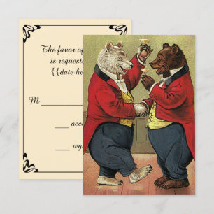 Vintage Viktorian Dancing Bears Bröllop OSA Card Kort