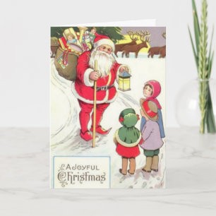 Vintage Viktorian Era Santa Elf Card Helgkort