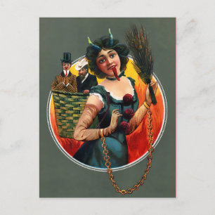 Vintage Viktorian Female Krampus vykort