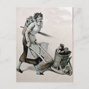 Vintage Viktorian Female Krampus vykort