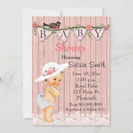 Vintage Viktorian Flicka Baby Shower-inbjudan Inbjudningar